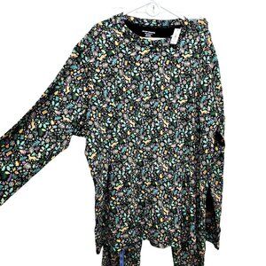 Mens Tropical Print Long Sleeve Top Stretch Leggings Pajama Set Size 4XL